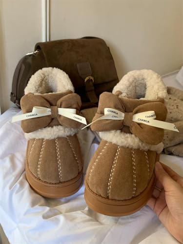 Kawaii Bow Comfy Shoes Winter Snow Boots for Women Fluffy Warm Cotton Snow Boots Warm Fur Lined Ankle Booties3