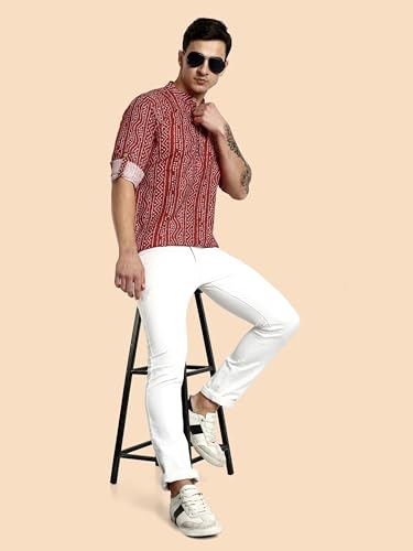Image of Vardha Men's Cotton Printed Short Kurta with Comfortable Fit and Simple Style and Regular Look | Kurta for Men