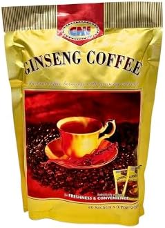 CNI Ginseng Coffee with Creamer and Sugar, Made with Real Panax Ginseng and Easy To Prepare, Individually Packed for Freshness & Convenience, 20 Packs