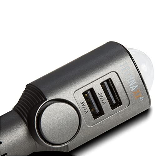 Technaxx TX-100 Auto,- Wohnmobil-, Boots-Alarm/ Mobiler Mini Alarm mit Bewegungserkennung + Fernbedienung und Autoladegerät - 2x USB, 6 Tage Standby, 110db Alarm Sound zur Abschreckung
