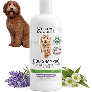 Dog Shampoo, Conditioner & Detangler – Best Shampoo for Goldendoodles, Poodles & Doodles Pet Hair – Hypoallergenic, Tearless, Sensitive Skin for Puppies & All Dog Breeds – Made in USA, 16OZ (Lavender)