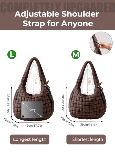 Quilted Tote Bag for Women, Nylon Puffy Hobo Crossbody Shoulder Bag Purse — view 3