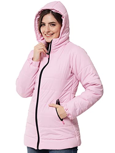 Image of KOTTY Women Nylon Peach Pink Solid Puffer Jacket