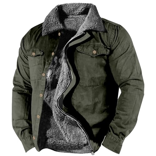 Veste chaude homme col revers manteau polaire sherpa L