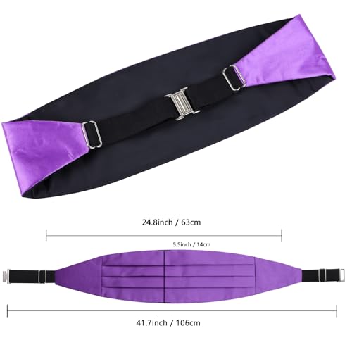 Image of Alizeal Mens Multicolored Silk Solid Cummerbund Bow Tie Set