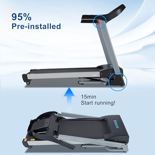 Image of BORGUSI 15% Auto Incline Treadmill with Bluetooth Speaker, 20 inch Wide 3.5HP Folding Electric Treadmill with LCD Display Easy Assembly Running Walking Exercise Machine for Home Use, 350 LBS Capacity