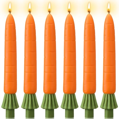 Conelist 6 Pcs Easter Carrot Candle 9.8 Inches Carrot Candlesticks Decorative Novelty Easter Taper Candles Spring Table Decor for Kitchen Holiday Party Photography Props