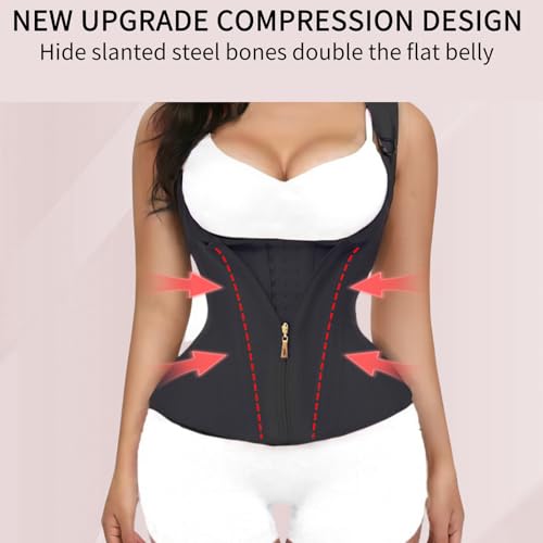 Waist Trainer for Women Tummy Control Sports,Workout Waist Cincher Corset Adjustable Shoulder Strap with Zipper Hook4