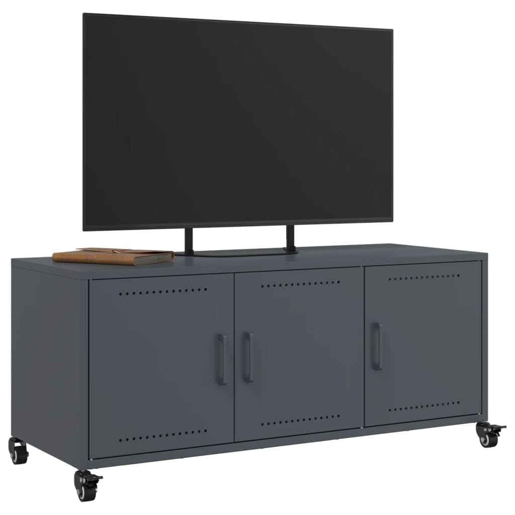 Mobile TV antracite con ruote, 100,5 x 39 x 43,5 cm, in acciaio