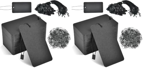 500 Set Black Price Tags with String Attached, 2 x 3.6 Inch Writable Label Hang Tag with Safety Pins, Custom Clothing Tags Display Tags for Pricing Gift Jewelry Clothes Crafts (Pack of 2) image 4