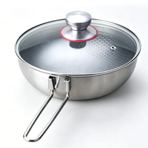 Wok con mango desmontable y tapa, acero inoxidable 9.44in miniatura 1