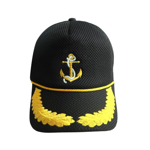 Image of Adjustable Caps | Uniform Accessory | Free Size Unisex Hat | Baseball Hats | Durable & Lightweight Comfortable Cap | Hat with Gold Embroidery Merchant Navy Cap
