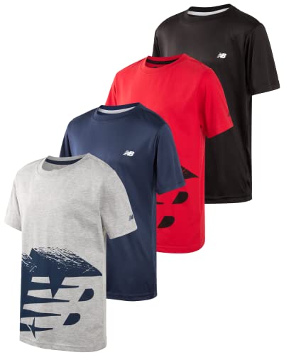 New Balance Camisetas esportivas esportivas para meninos – Pacote com 4 camisetas esportivas para de
