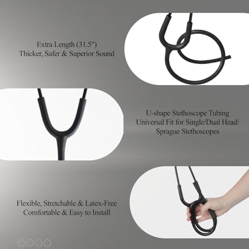 Image of Stethoscope Replacement Tube Black-Finish Tubing fits for Littmann III