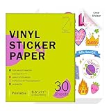 30 Sheets Printable Clear Vinyl Sticker Paper for Inkjet Printers, Transparent Paper of 8.5x11'DIY Personalized Self-adhesive Paper That Is Tear Resistant, Waterproof Labels, Easy to Cut