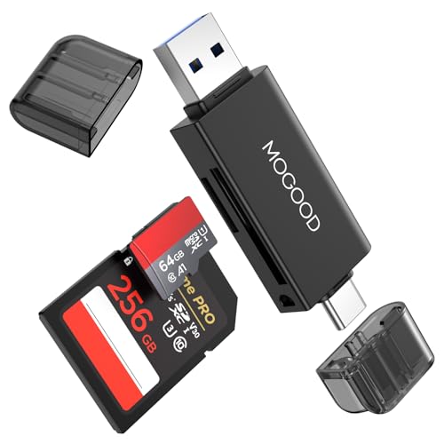 MOGOOD Lettore di Schede SD/TF, 5Gbps Lettore di Schede USB 3.0/Tipo C a Doppio Connettore, Adattatore da USB 3.0 e Tipo C a Schede di Memoria SD/TF per Max, MacBook, iMac, Laptop, iPad
