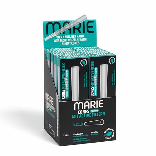 MARIE Cones mit Aktivkohlefilter 10 x 3 Cones | Vorgedrehte Hülsen mit Filtertips aus Keramik | Pre Rolled Cones | 30 konische Hülsen