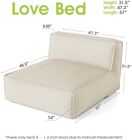 Dineli Outdoor Bean Bed Loveseat Large Bean Bag Chair for Adults Outdoor Sofa...