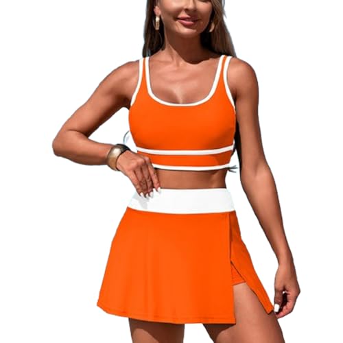 Maillot de bain 2 pièces sport pour femme avec bas taille haute