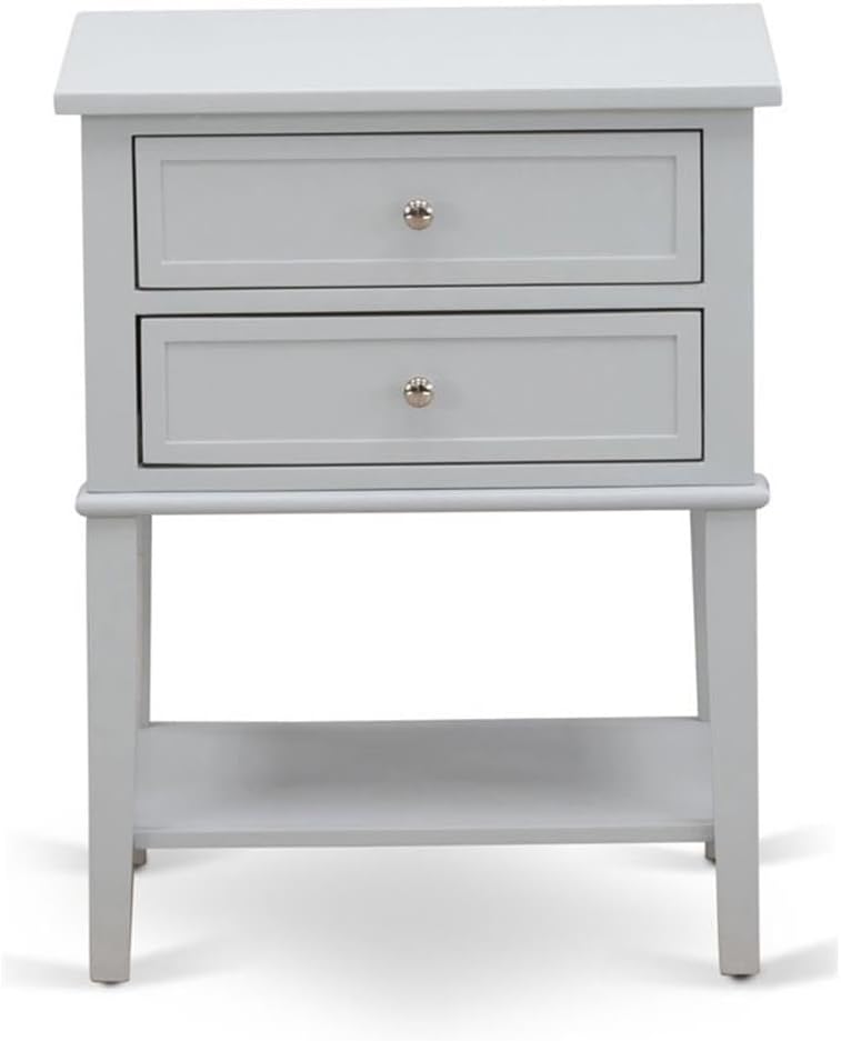 East West Furniture VL-13-ET Valencia Nightstand - Rectangle Modern End Table with 2 Drawers for Bedroom, 16x22 Inch Inch, Burgundy