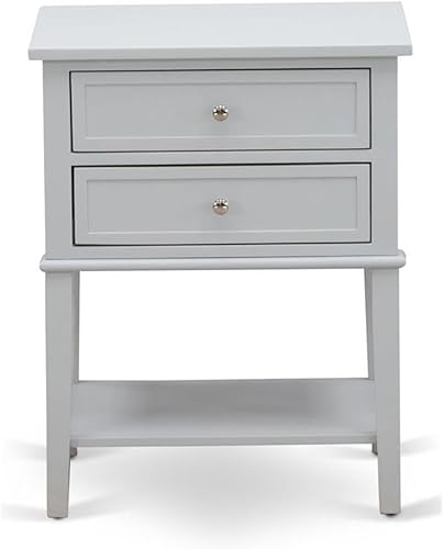 East West Furniture VL-14-ET Valencia - Mesita de noche rectangular con 2 cajones para dormitorio, 16 x 22 pulgadas, gris urbano gris (Urban