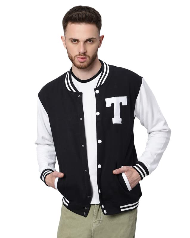 Image of BE SAVAGE Men's Cotton Blend Standard Length Varsity Jacket