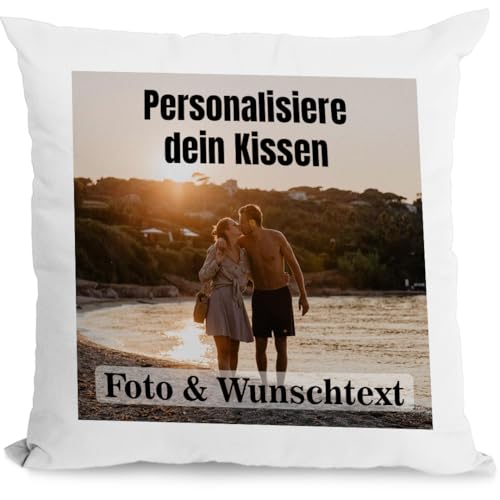 Personalisiertes Kissen 40x40 cm mit Foto & Kissenfüllung – Individuelles Fotokissen mit Bild – Personalisiertes Geschenk für Frauen, Männer &...