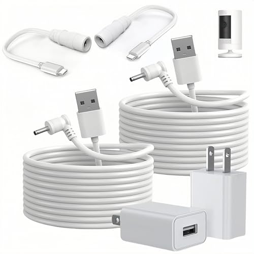 Qnanw 2-Pack Power Adapter Charger Cable Compatible with Ring Stick