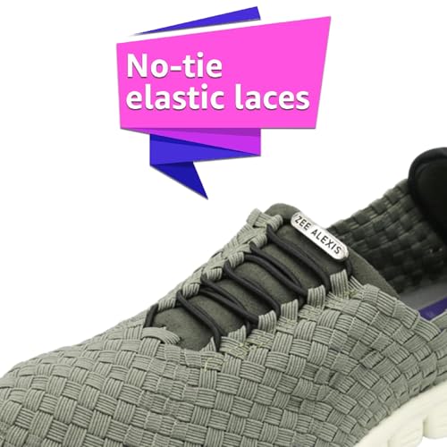 Image of Zee Alexis Women's Danielle Sneakers | Breathable Lightweight Flexible Casual Comfortable Slip-On No-Tie Elastic Laces Woven Shoes
