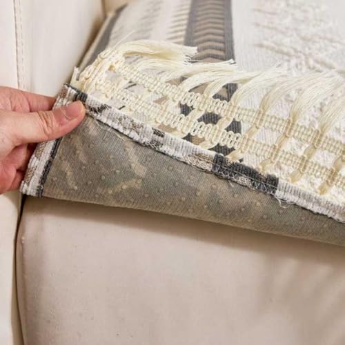 Image of HOMETHREADS Innovative European Premium Style Anti Slip Cotton Sofa Cover Mat with PVC Backing for Non-Slip Comfort (Grey, 2 Seater | 70x140cm)