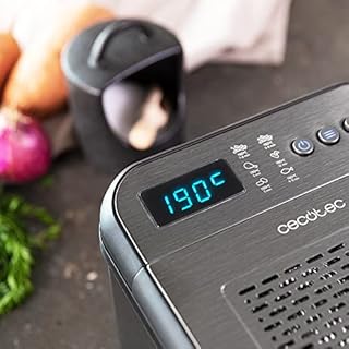 Cecotec Friteuse numérique Cleanfry Luxury 3000 Black. Design élégant en acier inoxydable et laquée noir avec 3,2 L de capacité et 5 programmes préétablis. (3,2 L, Dark)