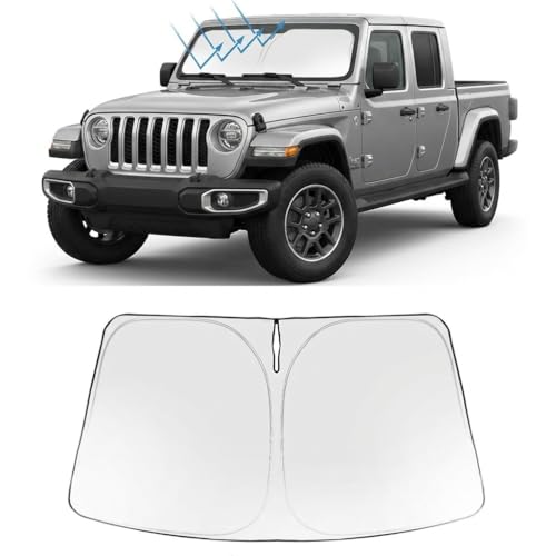 Image of Proadsy Windshield Sun Shade for Jeep Gladiator 2020-2026 Foldable Front Sunshade Protector Sun Visor Blocks UV Rays Keep Car Cooler Accessories