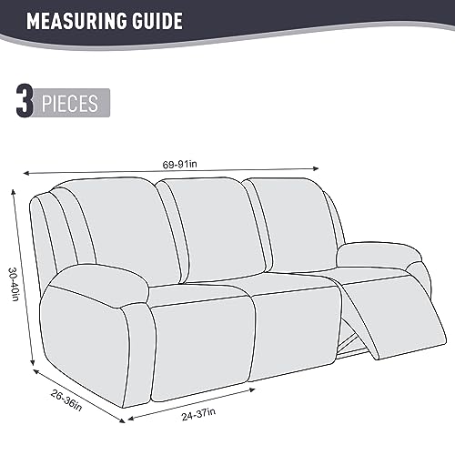 Image of KinCam Recliner Covers, Stretch Reclining Chair Covers, Recliner Sofa Slipcovers Stripe Jacquard Recliner Couch Covers Furniture Protector Covers for Pet Kid (3 Seater, Charcoal Gray)