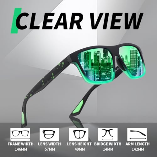 Men's Polarized Sunglasses, TR Sun Glasses for Women Men UV 400 Protection for Outdoor Sports Driving 2024 New (Green)2