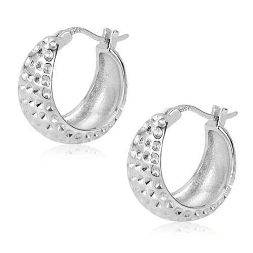 ALEXCRAFT Pendientes Aro Plata 925, Pendientes Mujer, Chunky, Ligero, Gruesos, Hipoalergénicos, para Fiesta, Banquete, Regalos de joyería para Mujer Madre
