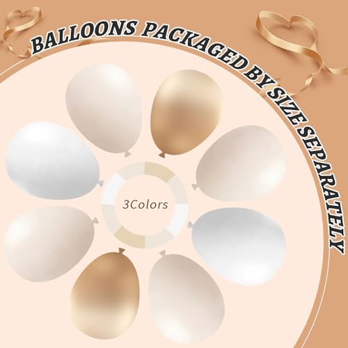 Image of 412Pcs White Sand Champagne Gold Balloon Arch Kit, Metallic Champagne Gold Neutral Balloons Garland for Boho Wedding Baby Shower Bridal Shower Engagement Anniversary Decorations