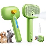 Picture of ROJECO 3-in-1 Pet Steam Brush for Cats&Dogs - Detangling Comb with Adjustable Mist, Handheld Deshedding Grooming Tool for Long/Short Hair, Massage Brush & Shedding Control Gift,Cordless (Green)