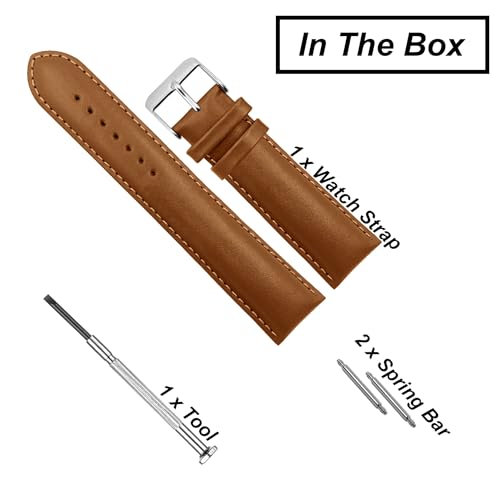 Image of DBLACK ''ZEUS'' Genuine Leather Watch Strap, Minimalist Design Watch Belt / / For 18mm, 20mm, 22mm, or 24mm Full-Padded Watch Band (Choose Your Size & Color)