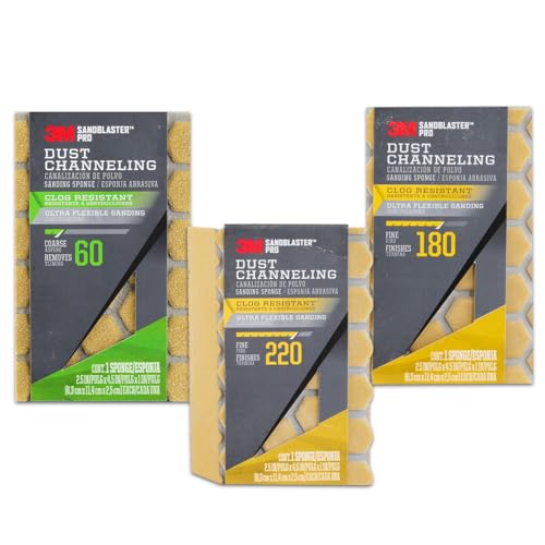 3M Pacote com 3 esponjas de lixamento angulares - Pacote de esponja de lixamento 3M para todos os fi