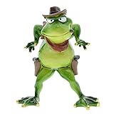 DEARBIRDER Green Frog Decor Role Play Cowboy Frog Figurines, Animal Art Craft Statues Desktop Orname