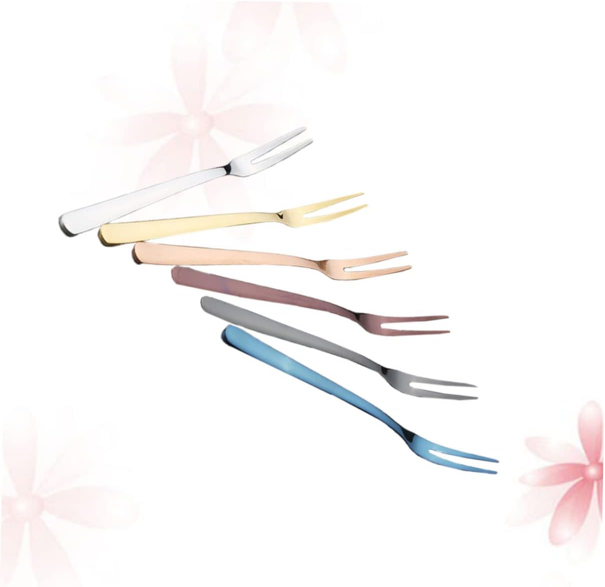 PRETYZOOM 2sets Elegant Stainless Steel Forks for Fruit Desserts Cake for Parties 6pcs*2