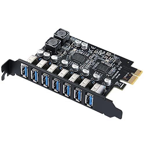 7-Port USB 3.0 PCIe Expansion Card for Desktop PC, 5Gbps SuperSpeed Data Transfer, PCI Express to USB 3.0 Hub Card with 4 Dedicated Channels & UASP Support, Plug & Play, Windows 10/11, Linux, Mac OS