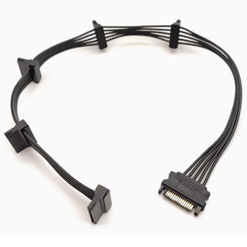 5x SATA Power Splitter Adapter Cable M/F 15-Pin Extension Cable, 19.7In
