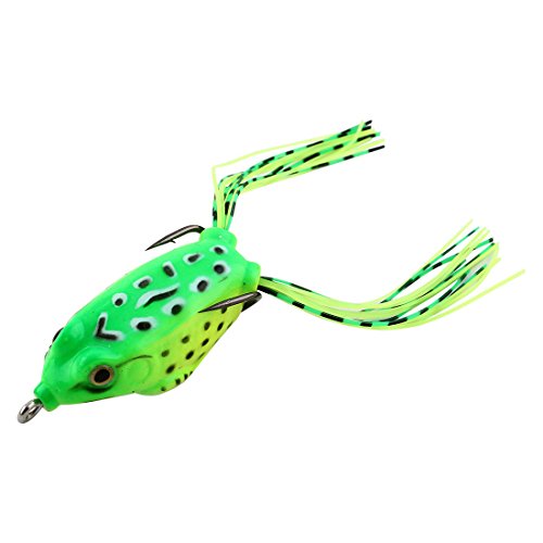 sourcingmap Modèle Point Silicone Grenouille Verte appât pêche leurre Métal Crochet Double