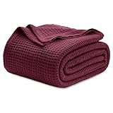 Bedsure Gentlesoft 100% Cotton Blanket King Size for Bed - Breathable and Soft for Spring Summer, Thick Cozy Waffle Weave Blanket Gifts for Women, Red, 104x90 inches