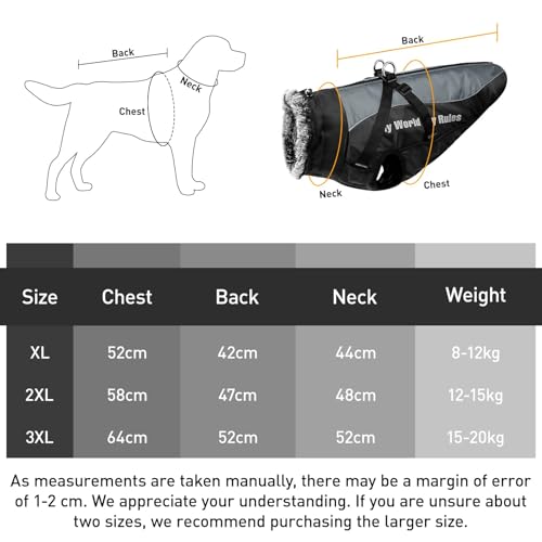 Votoko Sport im Freien Wintermantel Hund, Reflektierender Haustier-Schneeanzug Hundemantel mit Geschirr, Hundemantel Warm mit Windschutz und Wasserdicht, Geeignet für MittelgroßE Hunde (3XL)