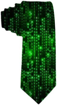 SARA NELL Men's Classic Woven Business Tie Silk Necktie Green Matrix Symbols Digital Binary Code On Dark Neck Ties