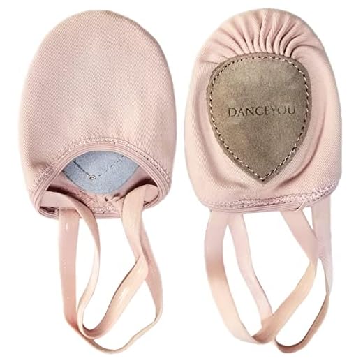 DANCEYOU Punteras Gimnasia Ritmica Medias Zapatillas Ballet Lienzo Suela de Cuero Zapatos de Gimnasia Rítmica Danza Moderna Rosa S