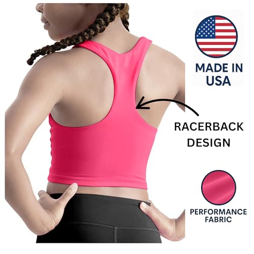 Image of Beat Street Girls Tank Tops - 2 Pack Double Lined Racerback Sleeveless Yoga Dance Crop Top - Made in USA