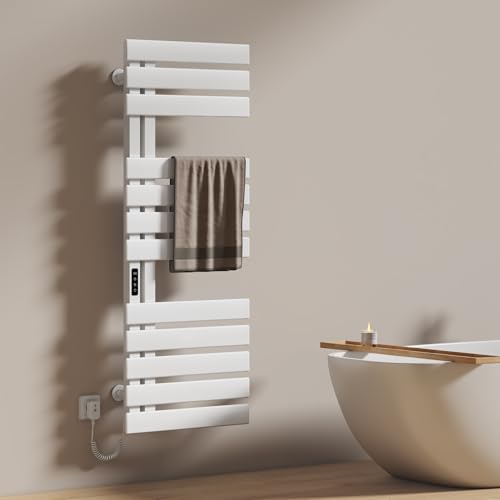 EMKE Toallero Electrico Baño 1300 x 500 mm, Radiador toallero eléctrico, Blanco 440W,Control de Temperatura Inteligente,Calienta Toallas Baño Electrico